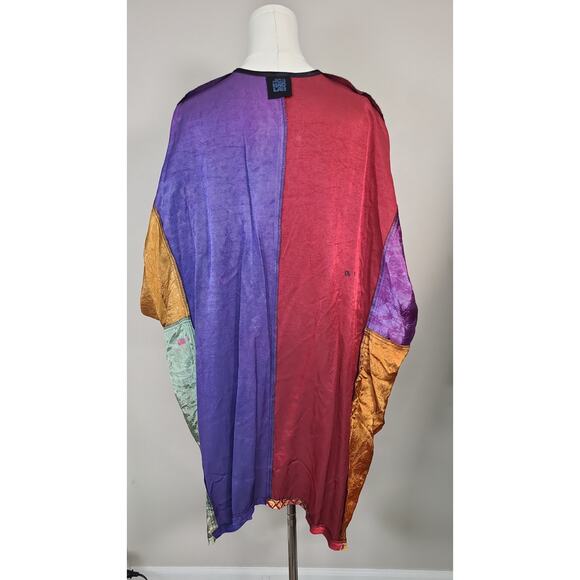 Vintage 80s/90s JG's Mad Lab Patchwork Boho Hand Painted Fabric Boho Kantha Top - Picture 3 of 5